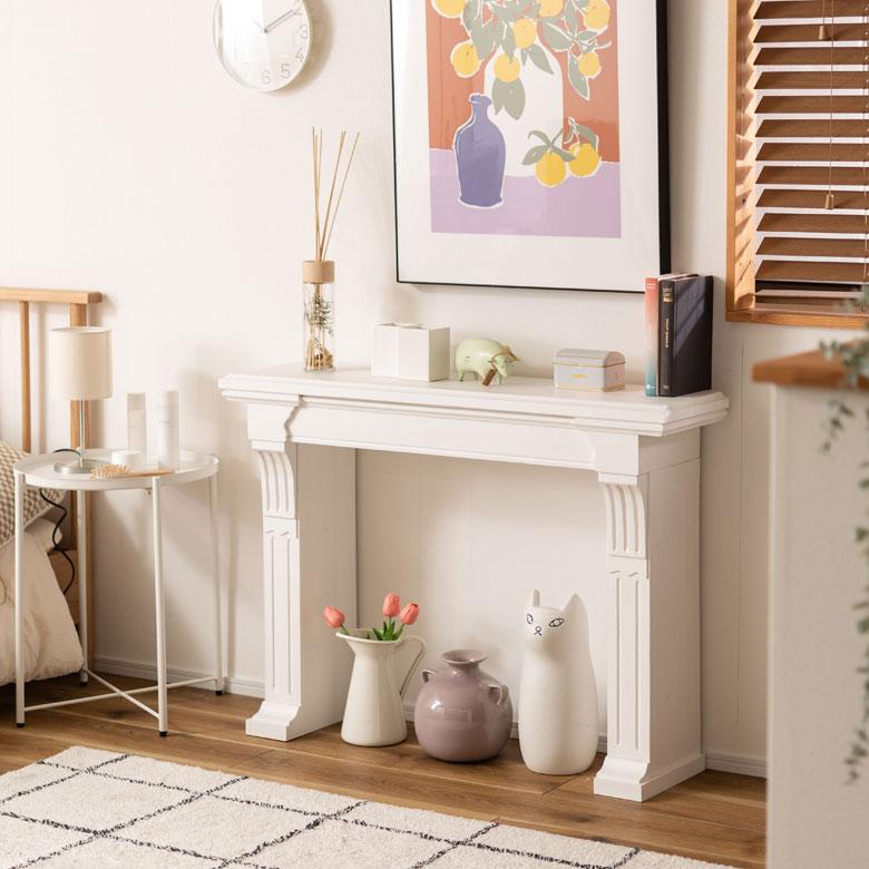 マントルピース 飾り棚 天然木 木製 杉 幅 100cm ディスプレイ コンソール 暖炉 装飾 収納 棚 アンティーク調 インテリア 家具 おしゃれ 北欧 西海岸風 91592 | 東谷 | 09