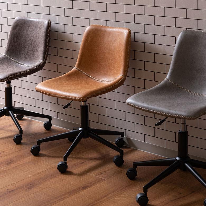 デスク チェア オフィス ワーキング 約 W 56cm D 58cm H 78-87cm SH45-54cm 在宅勤務 勉強 仕事 ソフトレザー 椅子 イス おしゃれ 北欧 家具 西海岸風 91594 | 東谷 | 05