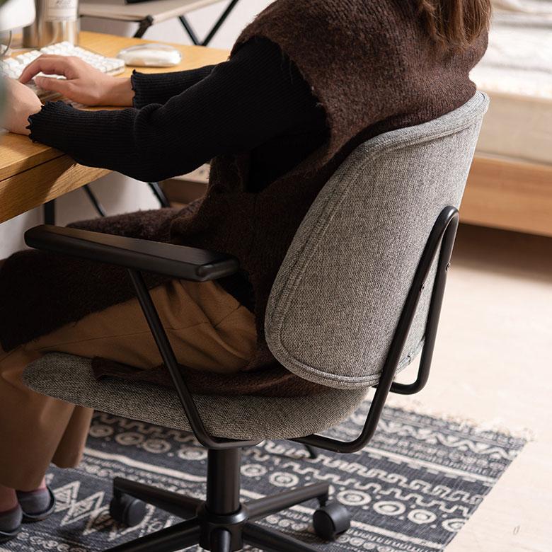 デスク チェア オフィス ワーキング 約 W 61.5cm D 61cm H 82-91cm SH44-53cm ブラック グレー 勉強 仕事 レザー風 椅子 おしゃれ 北欧 家具 西海岸風 91597 | 東谷 | 09