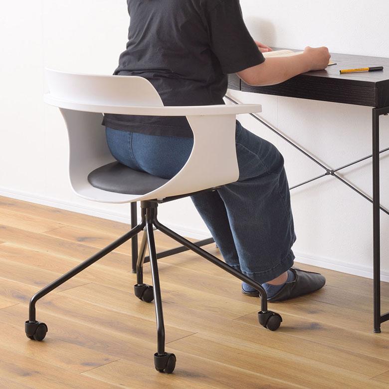 デスク チェア オフィス ワーキング 約 W 60cm D 52cm H 79cm SH 47cm ブラック ホワイト ひじ掛け 肘掛 蒸れにくい 椅子 おしゃれ 北欧 家具 西海岸風 91598 | 東谷 | 06