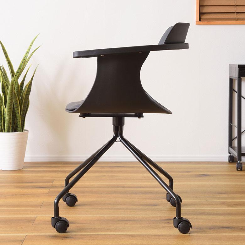 デスク チェア オフィス ワーキング 約 W 60cm D 52cm H 79cm SH 47cm ブラック ホワイト ひじ掛け 肘掛 蒸れにくい 椅子 おしゃれ 北欧 家具 西海岸風 91598 | 東谷 | 08