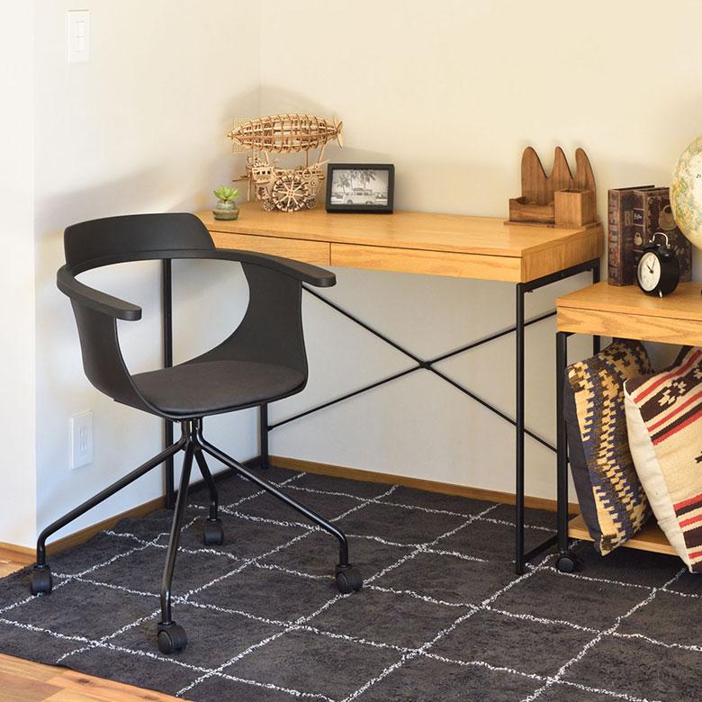 デスク チェア オフィス ワーキング 約 W 60cm D 52cm H 79cm SH 47cm ブラック ホワイト ひじ掛け 肘掛 蒸れにくい 椅子 おしゃれ 北欧 家具 西海岸風 91598 | 東谷 | 09