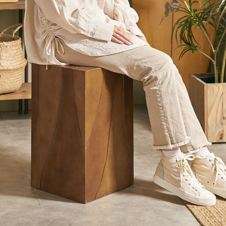 スツール サイド テーブル 椅子 イス ウッド 天然木 木製 座面高 48cm オットマン 家具 インテリア チェア 1人 掛け 1P 腰掛け おしゃれ 北欧 西海岸風 91601 | 東谷 | 10