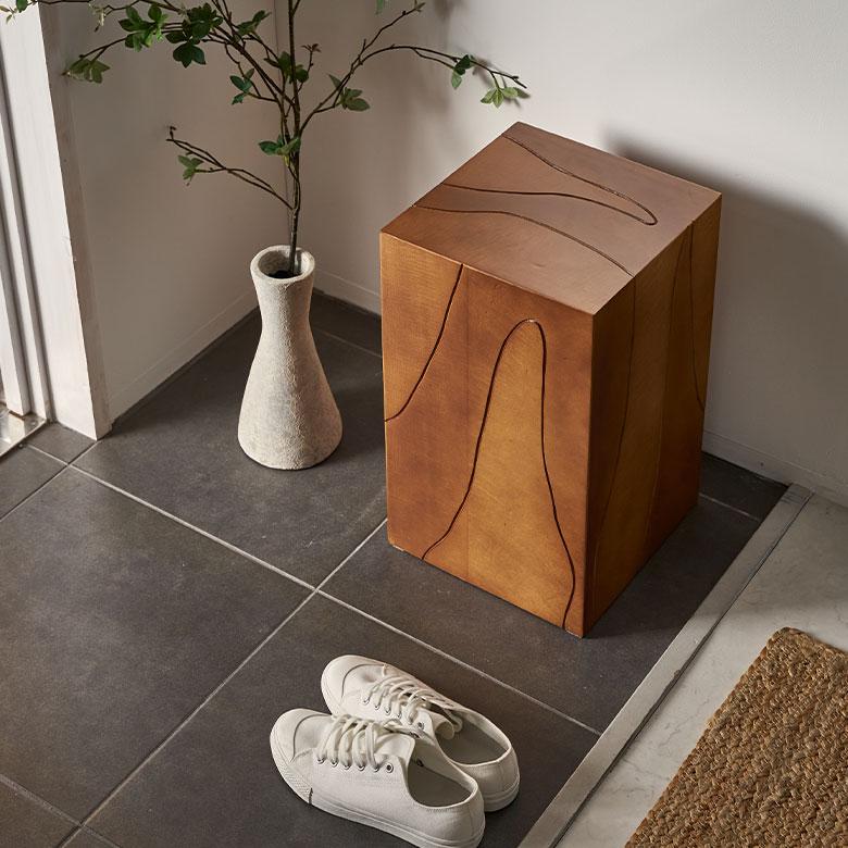 スツール サイド テーブル 椅子 イス ウッド 天然木 木製 座面高 48cm オットマン 家具 インテリア チェア 1人 掛け 1P 腰掛け おしゃれ 北欧 西海岸風 91601 | 東谷 | 03