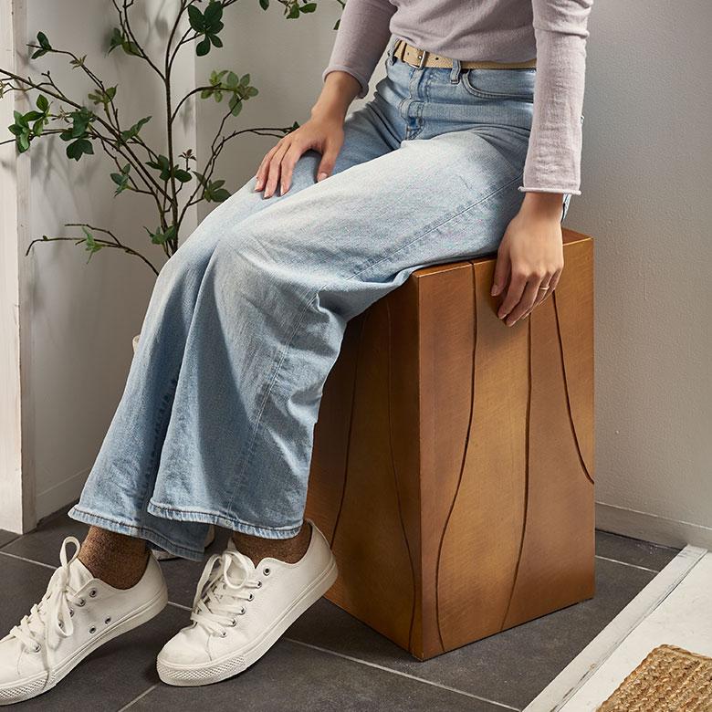 スツール サイド テーブル 椅子 イス ウッド 天然木 木製 座面高 48cm オットマン 家具 インテリア チェア 1人 掛け 1P 腰掛け おしゃれ 北欧 西海岸風 91601 | 東谷 | 04