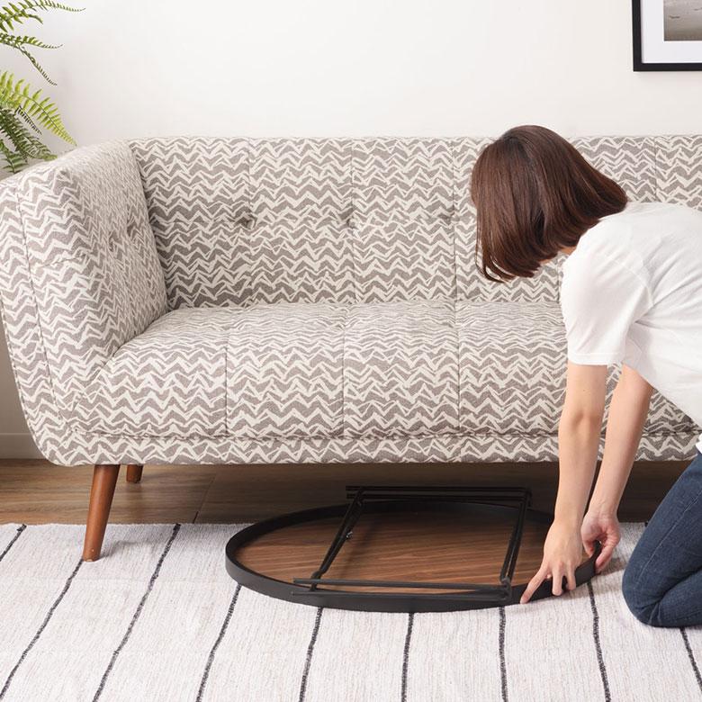 サイド テーブル トレー トレイ 約 高さ 38 cm 折りたたみ 天板取り外し 可  丸 家具 インテリア ナイト ソファ コーヒー おしゃれ 北欧 モダン 西海岸風 91602 | 東谷 | 08