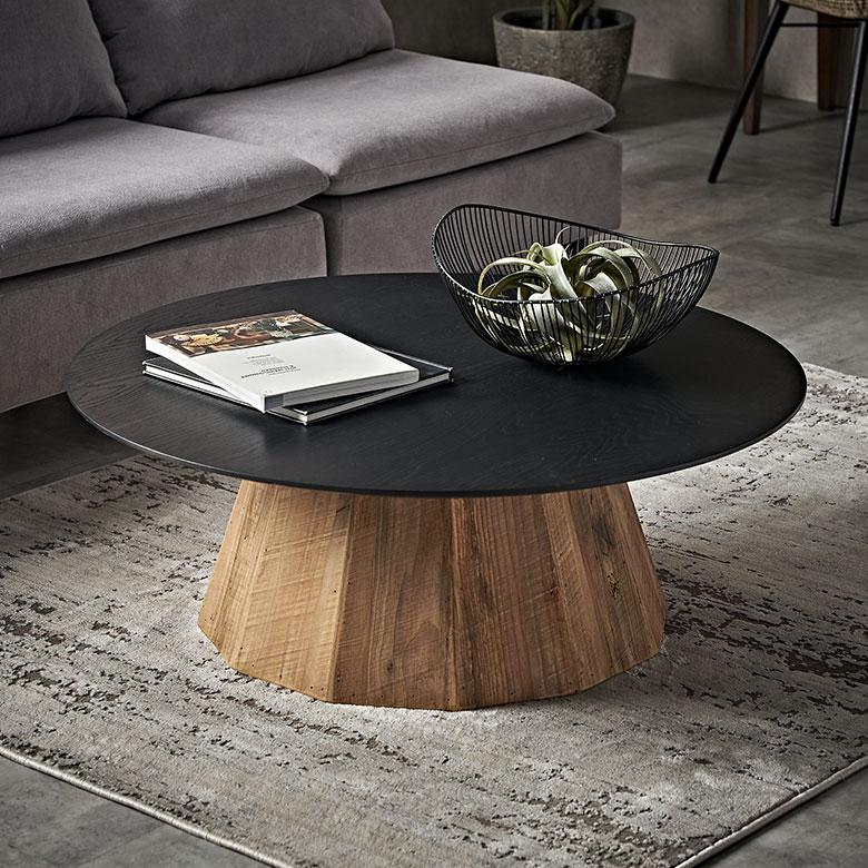 北欧レトロ 花柄タイル張り 木製サイドテーブル ラウンドテーブル 丸型