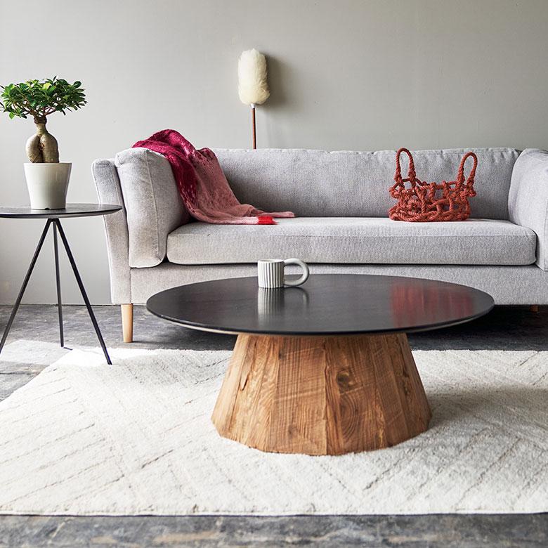 テーブル 円卓 ラウンド 丸型 L 直径 90cm 高さ 32cm ウッド 家具 インテリア センター サイド コーヒー リゾート 店舗 カフェ おしゃれ 北欧 西海岸 91607 | 東谷 | 13