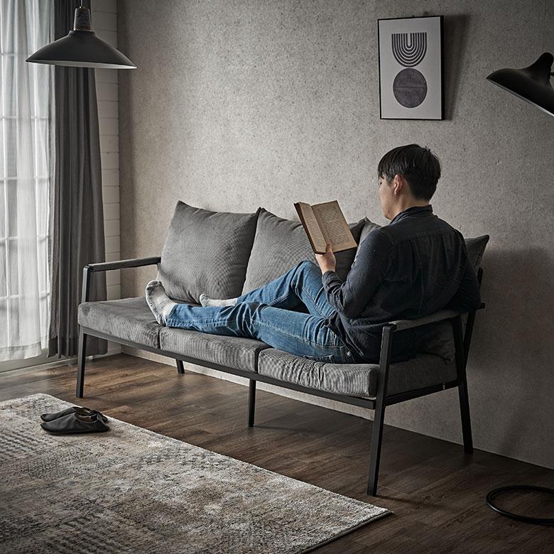 ソファ 3 三 人 掛け P スチール コーデュロイ 幅168cm ひじ掛け カフェ 店舗 インダストリアル ヴィンテージ 北欧 おしゃれ 家具 インテリア 西海岸 91609 | 東谷 | 10