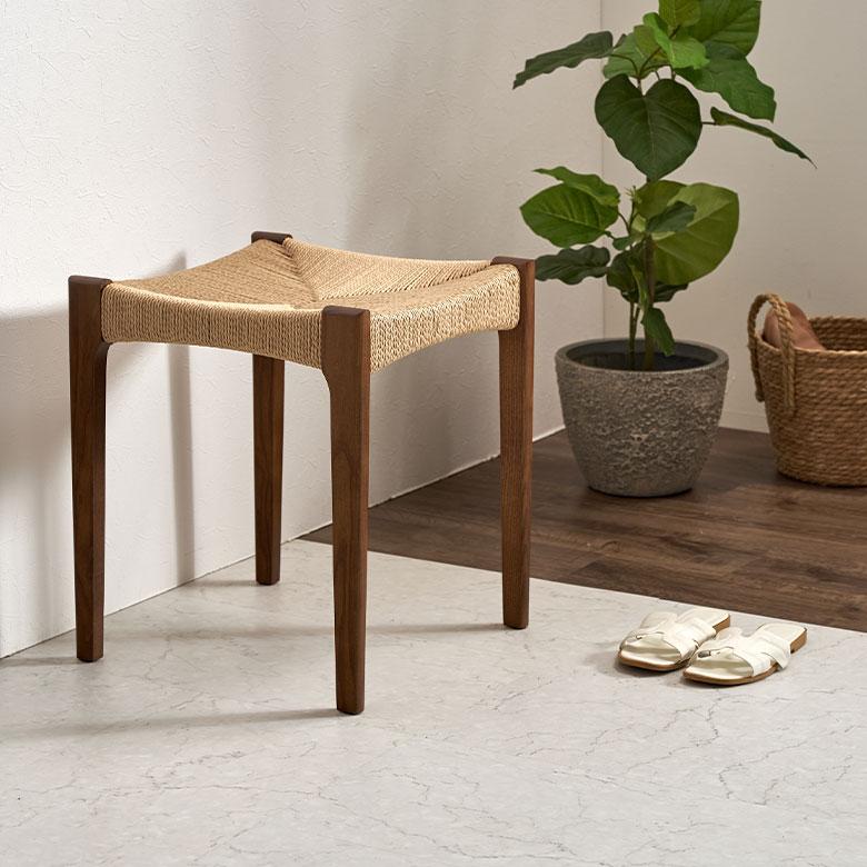 スツール チェア 椅子 ベンチ 天然木 ペーパーコード 木製 四角 ナチュラル 軽量 疲れにくい オールシーズン 春 夏 秋 冬 おしゃれ 北欧 家具 西海岸 91610 | 東谷 | 10