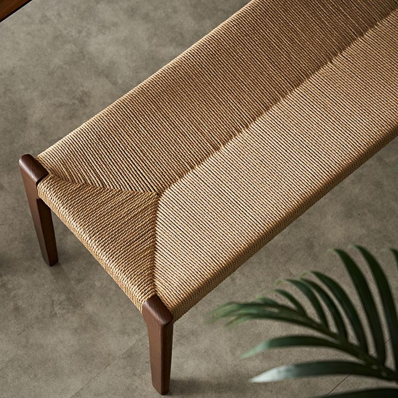 チェア 椅子 いす イス 天然木 ペーパーコード 木製 ウッド 長方形 約 W 105cm D 36cm H 46cm ベージュ ブラウン ナチュラル 軽量 疲れにくい 91611 | 東谷 | 08