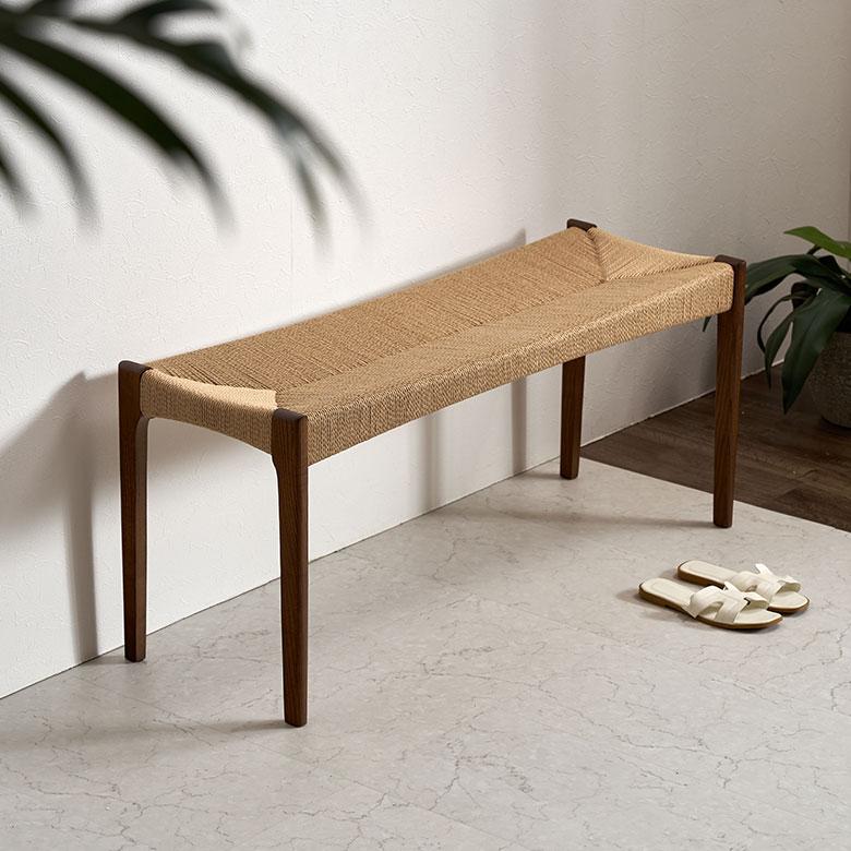 チェア 椅子 いす イス 天然木 ペーパーコード 木製 ウッド 長方形 約 W 105cm D 36cm H 46cm ベージュ ブラウン ナチュラル 軽量 疲れにくい 91611 | 東谷 | 10