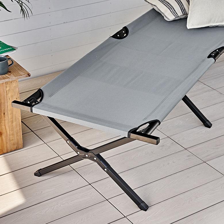 フォールディング チェア ベンチ ベッド 収納袋付 コット アルミ W 190cm  D 72.5cm H 43cm  アウトドア 2人掛け コンパクト キャンプ 屋外 室外 西海岸 91616 | 東谷 | 05