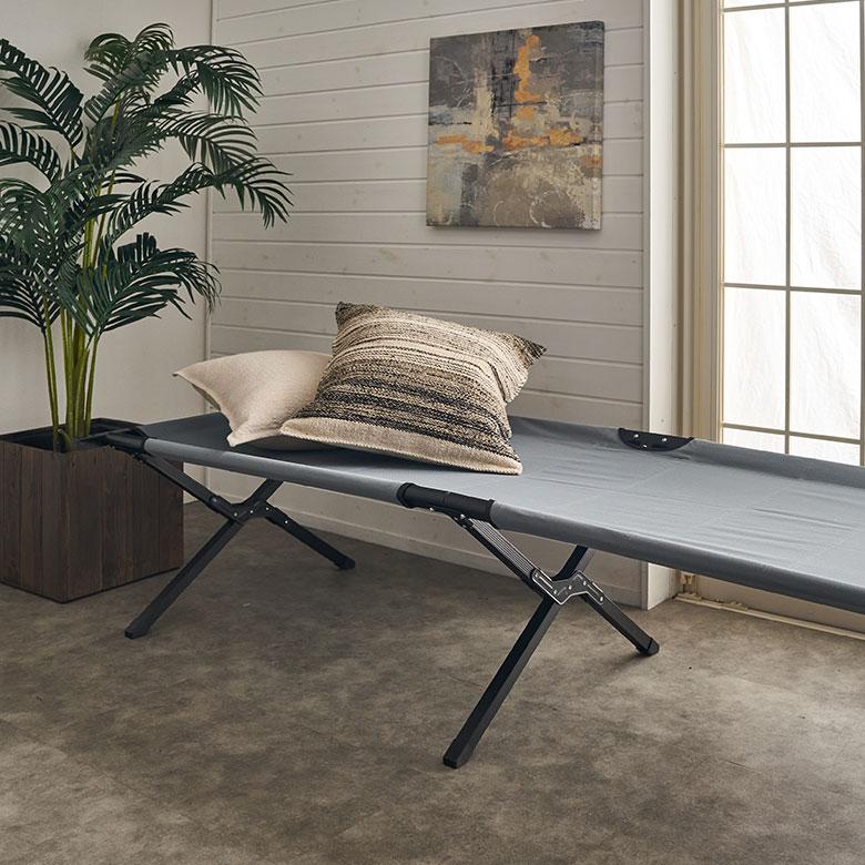 フォールディング チェア ベンチ ベッド 収納袋付 コット アルミ W 190cm  D 72.5cm H 43cm  アウトドア 2人掛け コンパクト キャンプ 屋外 室外 西海岸 91616 | 東谷 | 07