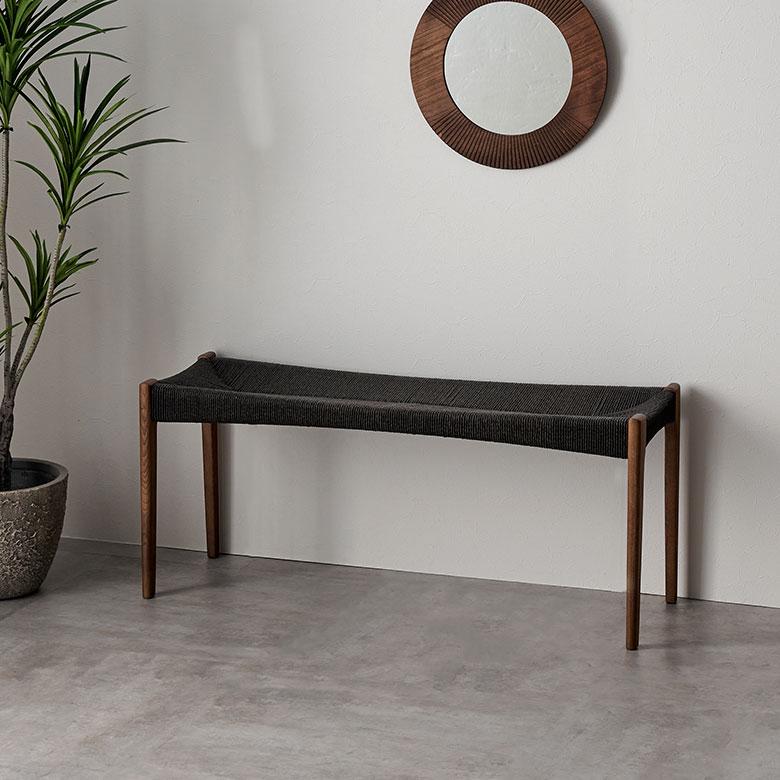 ベンチ チェア 天然 木 製 ペーパーコード 座面高 45cm 幅 105cm 椅子 スタイリッシュ ホテルライク おしゃれ 北欧 リゾート 家具 インテリア 西海岸 91618 | 東谷 | 07