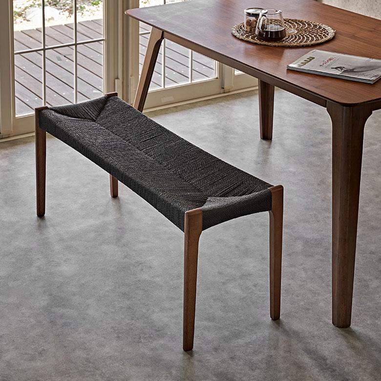 ベンチ チェア 天然 木 製 ペーパーコード 座面高 45cm 幅 105cm 椅子 スタイリッシュ ホテルライク おしゃれ 北欧 リゾート 家具 インテリア 西海岸 91618 | 東谷 | 10