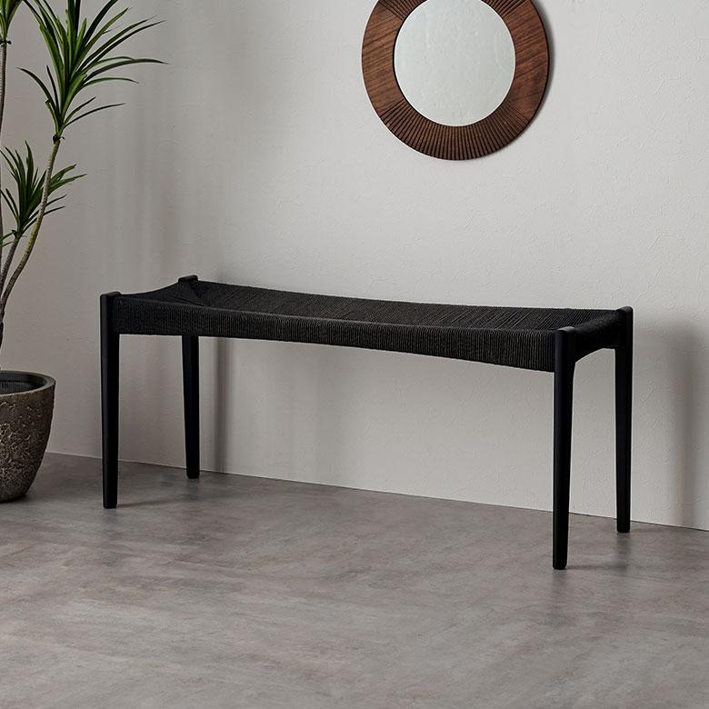 ベンチ チェア 天然 木 製 ペーパーコード 座面高 45cm 幅 105cm 椅子 スタイリッシュ ホテルライク おしゃれ 北欧 リゾート 家具 インテリア 西海岸 91618 | 東谷 | 11