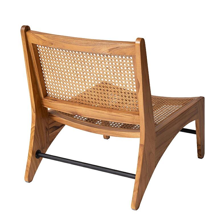 東谷 チェア ラウンジ ラタン 籐 チーク ウッド 天然 木 座面高 30cm