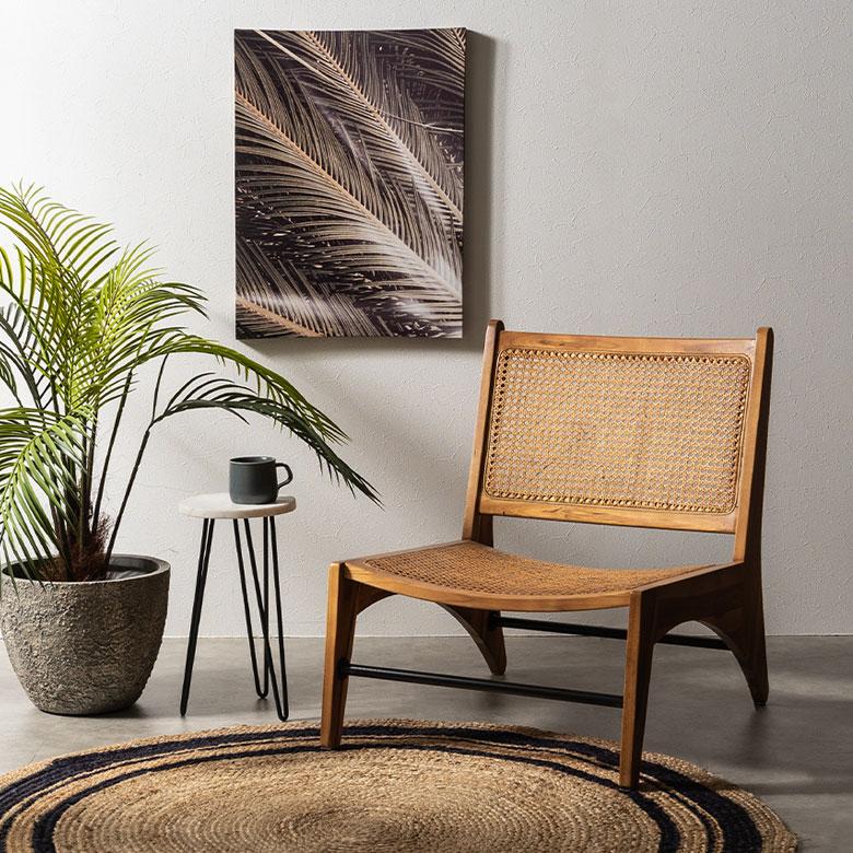 ラタンチェア　ラウンジチェア　籐家具　ビンテージチェア 　古道具　送料込 東谷 チェア ラウンジ ラタン 籐 チーク ウッド 天然 木 座面高 30cm