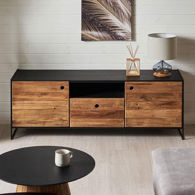 ロー ボード テレビ 台 天然 木 約 幅 145cm 引き出し 扉 付き 収納 棚 TV ラック リビング ソフトクローズ 北欧 おしゃれ 家具 インテリア 西海岸 91623 |  | 09