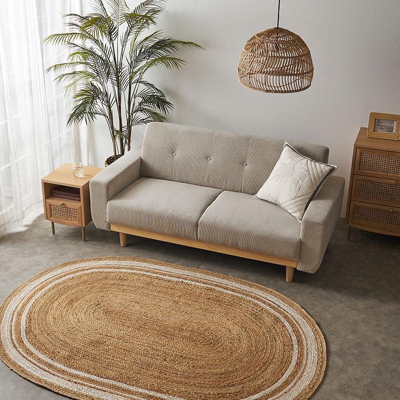 ソファ 2人 掛け 2P 天然 木 製 ウッド 約 W160cm D77cm H72cm SH39cm ひじ ロー ファブリック クッション 付 北欧 おしゃれ 家具 インテリア 西海岸 91626 |  | 13