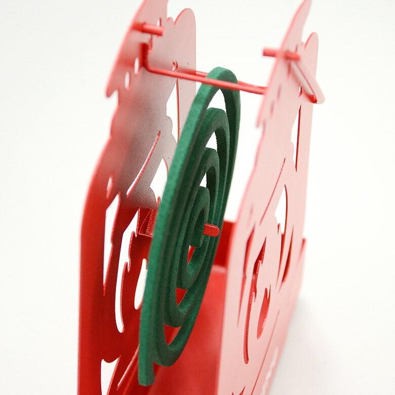 蚊取り線香ホルダー 蚊取り線香立て 蚊取り線香入れ おしゃれ アイアン蚊遣り 蚊取り線香 蚊遣り 蚊やり 吊り下げ 赤系 朱色 庭 ガーデン かわいい 92027 | ブランド登録なし | 02