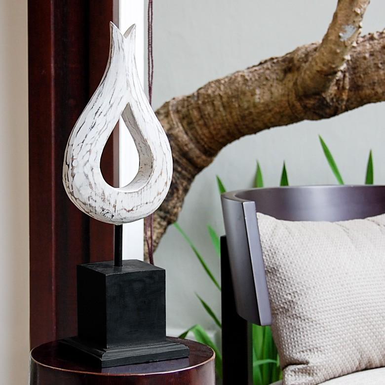 オブジェ 置物 しずく型 アジアン バリ雑貨 木製 玄関 インテリア 装飾