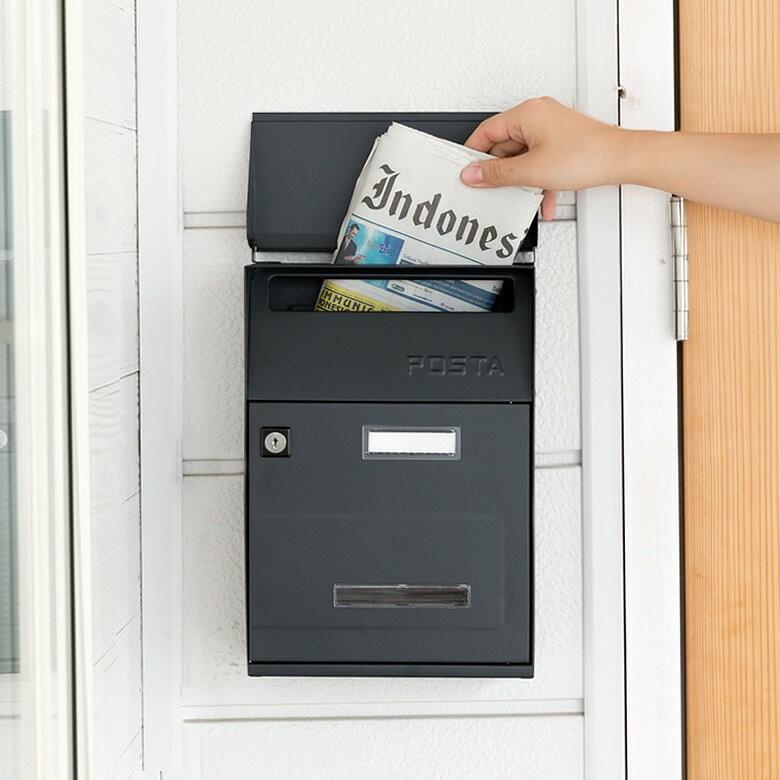 ポスト 郵便受け メール ボックス 壁掛け 鍵付 レッド 赤 グリーン 緑 グレー スチール インダストリアル レトロ シンプル ヴィンテージ おしゃれ 92045 | ブランド登録なし | 02