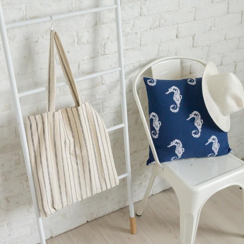 バッグ トートバック 肩掛け レディース 大きめ 布 綿エコ マザーズ レッスン 縦縞 生成り シンプル おしゃれ かわいいナチュラル A3 A4 たためる 92051 | ブランド登録なし | 10