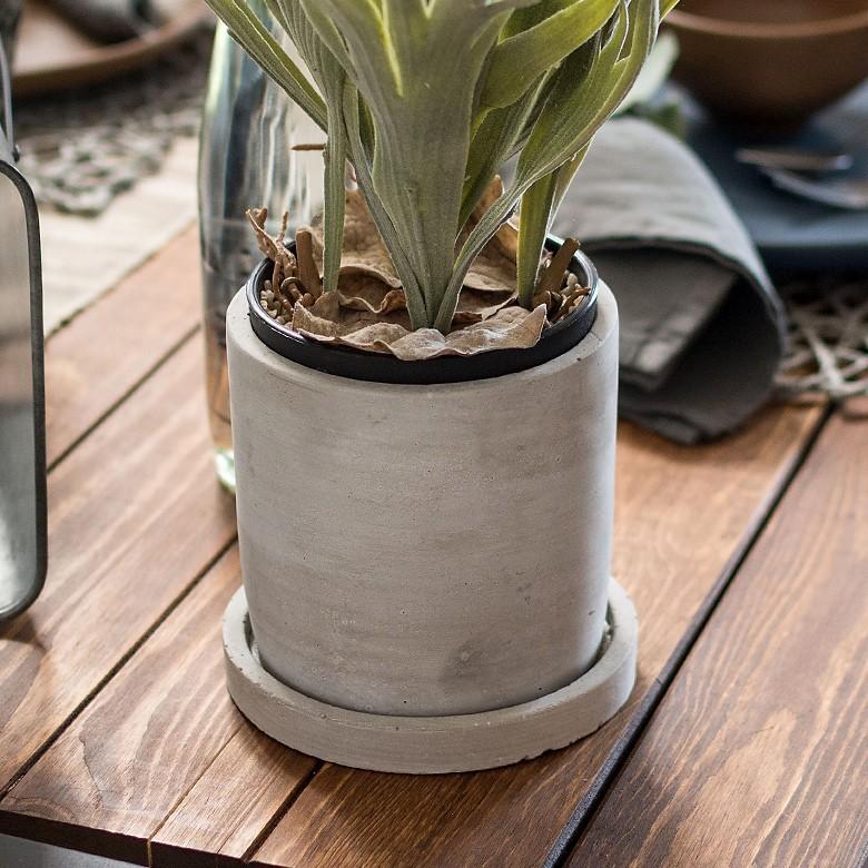 植木鉢 セメントポット 穴あり 4号サイズ 受け皿付き 直径12×高さ12cm 深型 プランターポッド フラワーポット 鉢カバー 観葉植物 ガーデニング おしゃれ 92071 | ブランド登録なし