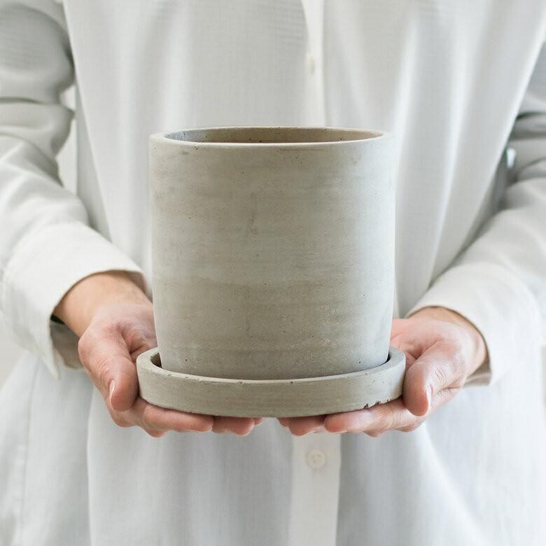 植木鉢 セメントポット 穴あり 4号サイズ 受け皿付き 直径12×高さ12cm 深型 プランターポッド フラワーポット 鉢カバー 観葉植物 ガーデニング おしゃれ 92071 | ブランド登録なし | 02