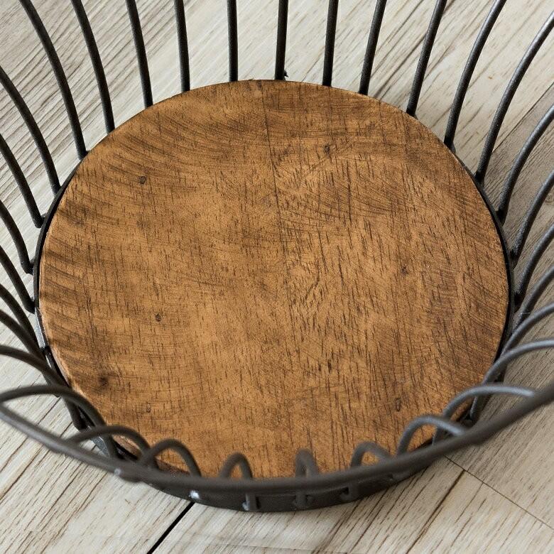 バスケット ワイヤーバスケット かご ラウンド型 アーチハンドル付き 底板付き 持ち手付き ハンギング 吊り下げ フラワーバスケット フルーツバスケット 92078 | ブランド登録なし | 02