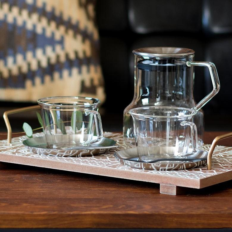 コーヒーカップ＆ソーサー 耐熱ガラス ステンレス製受け皿 220ml 電子レンジOK ガラスのみ 食器 ティーカップ コップ マグカップ ガラス製 キッチン用品 92094 | ブランド登録なし | 03