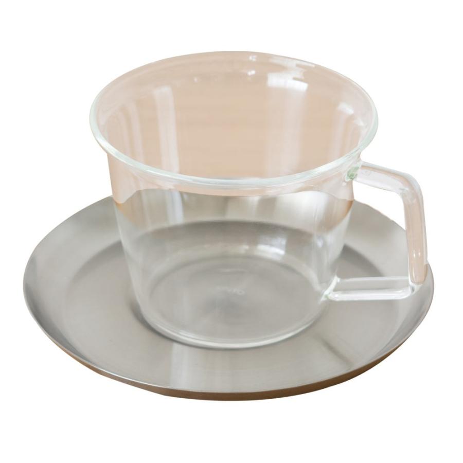 コーヒーカップ＆ソーサー 耐熱ガラス ステンレス製受け皿 220ml 電子レンジOK ガラスのみ 食器 ティーカップ コップ マグカップ ガラス製 キッチン用品 92094 | ブランド登録なし | 09