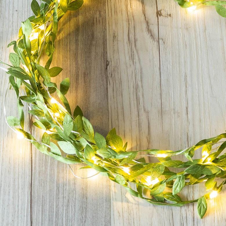 イルミネーションライト LEDライト 電飾 ガーランド クリスマスツリー装飾 リモコン付き グリーンリーフ 乾電池式 照明器具 92109 | ブランド登録なし | 08