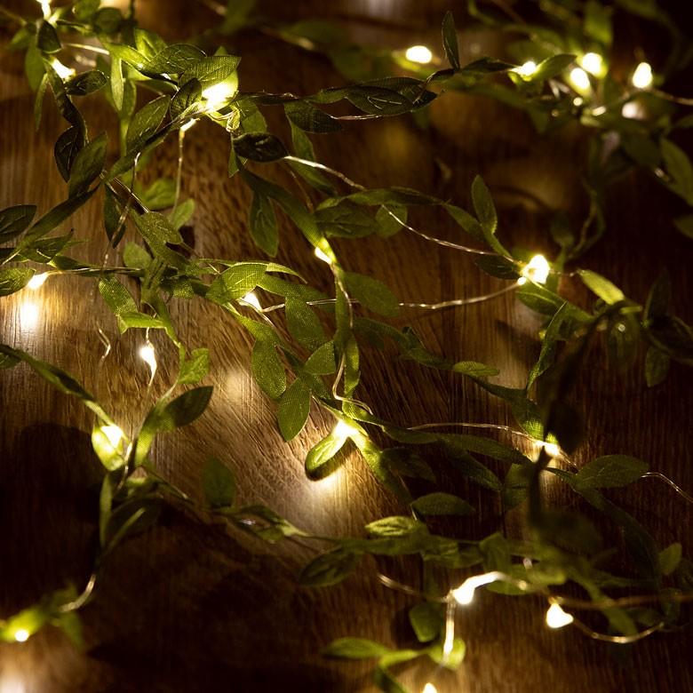 イルミネーションライト LEDライト 電飾 ガーランド クリスマスツリー装飾 リモコン付き グリーンリーフ 乾電池式 照明器具 92109 | ブランド登録なし | 09