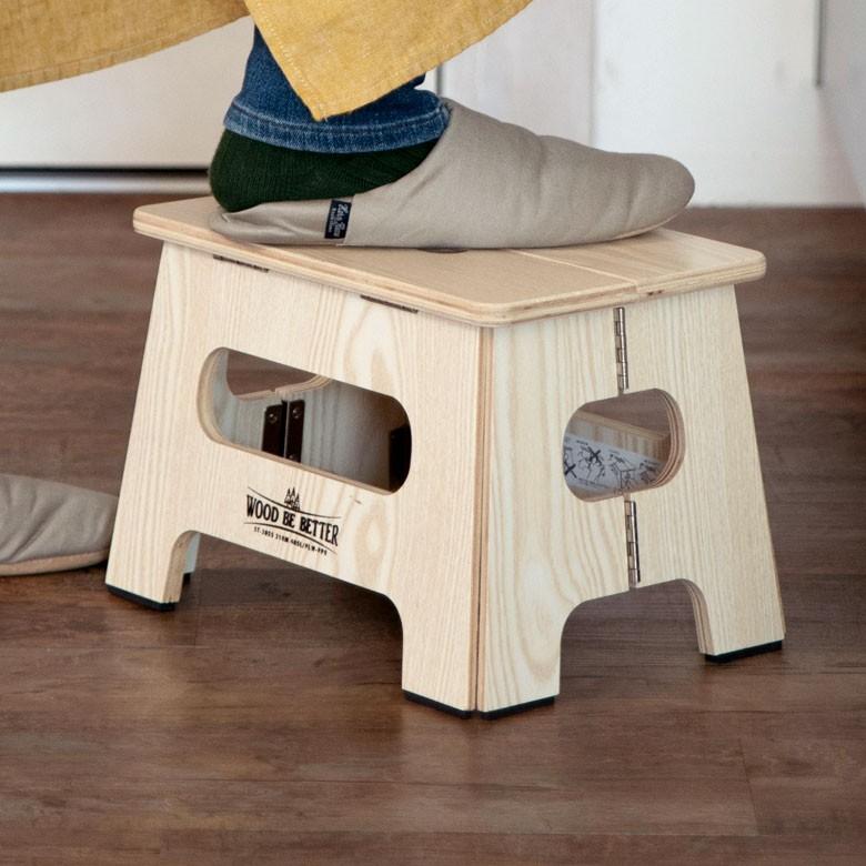 踏み台 ステップ 木製 折り畳み 持ち手つき 高さ約21cm  スリム コンパクト おしゃれ 92117 | ブランド登録なし | 01