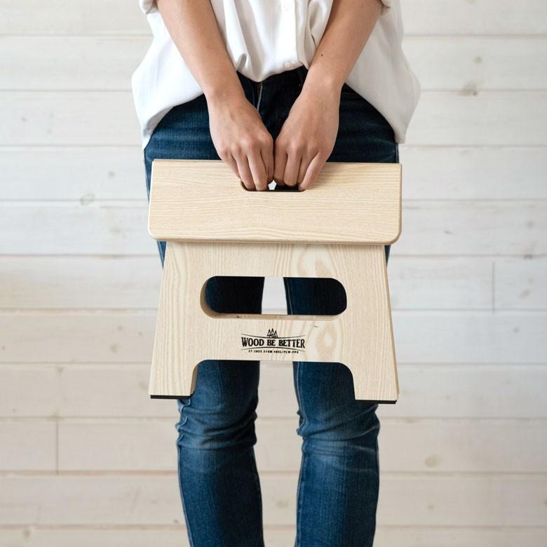 踏み台 ステップ 木製 折り畳み 持ち手つき 高さ約21cm  スリム コンパクト おしゃれ 92117 | ブランド登録なし | 04