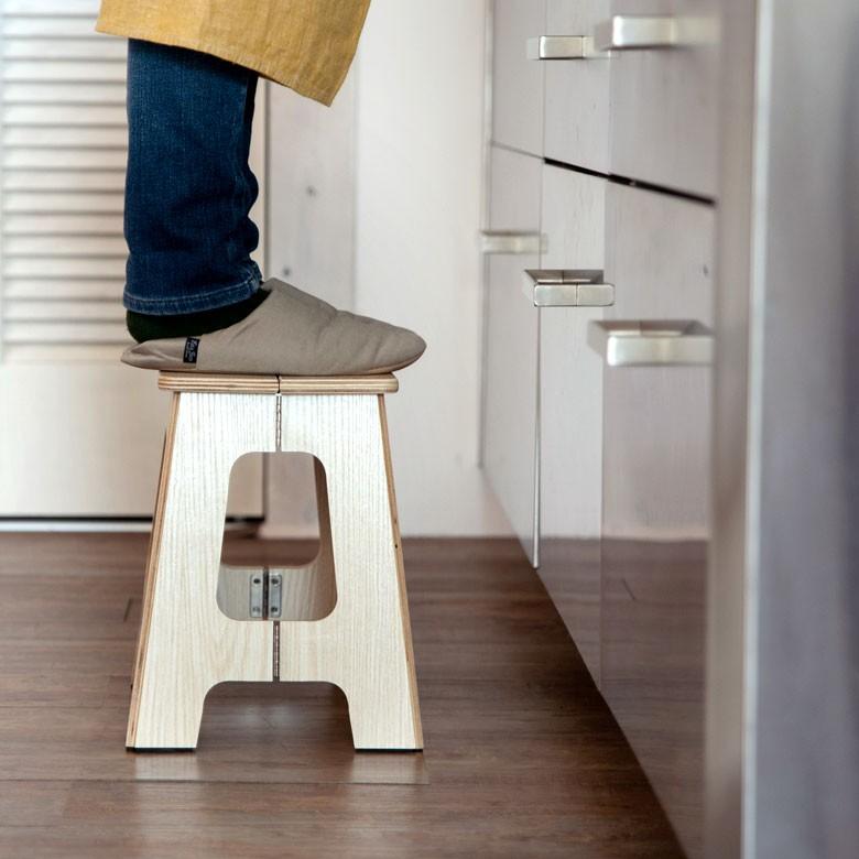 踏み台 ステップ 木製 折り畳み 持ち手つき 高さ約31cm  スリム コンパクト おしゃれ 92118 | ブランド登録なし | 05