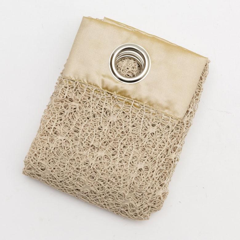 カーテン メッシュ ポリエステル グレー ベージュ 約140×210cm レース 間仕切り 目隠し おしゃれ アジアン リング付き 92126 | ブランド登録なし | 11