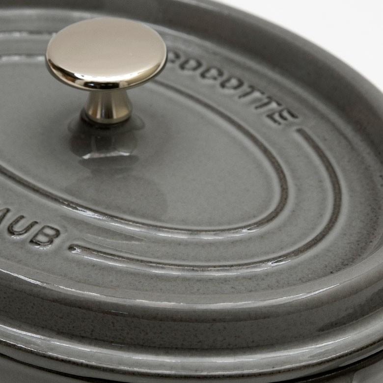 鍋 ストウブ 鋳鉄 ホーロー ブラック グレー オーバル 23cm IH対応 食洗器可 オーブン可 容量2.35L 無水調理 92146 | ブランド登録なし | 04