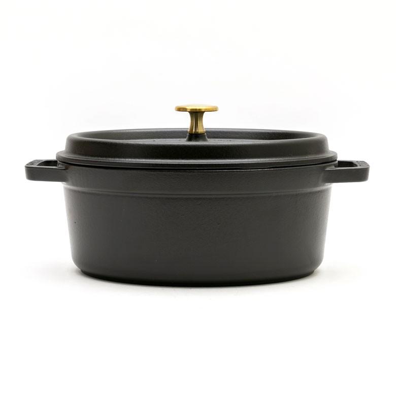 鍋 ストウブ 鋳鉄 ホーロー ブラック グレー オーバル 23cm IH対応 食洗器可 オーブン可 容量2.35L 無水調理 92146 | ブランド登録なし | 05