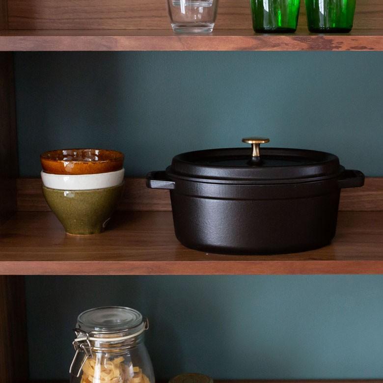 鍋 ストウブ 鋳鉄 ホーロー ブラック グレー オーバル 23cm IH対応 食洗器可 オーブン可 容量2.35L 無水調理 92146 | ブランド登録なし | 09