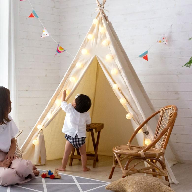 ティピー テント 布 木 子供用 幅120cm 高さ180cm 室内用 子ども キッズ家具 キッズテント 円錐型 キッズ インディアンテント インテリア コンパクト収納 93014 | ブランド登録なし | 14