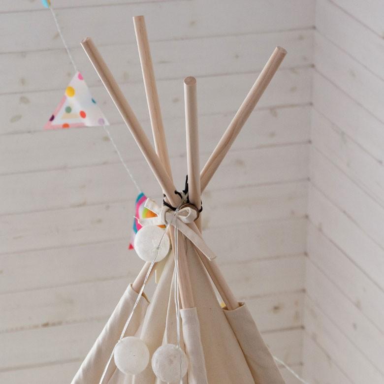 ティピー テント 布 木 子供用 幅120cm 高さ180cm 室内用 子ども キッズ家具 キッズテント 円錐型 キッズ インディアンテント インテリア コンパクト収納 93014 | ブランド登録なし | 15