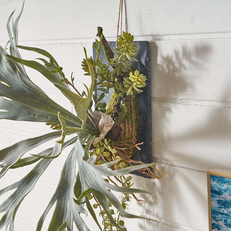 フェイク グリーン ウォール ハンギング ビカクシダ スレート アート 吊り下げ 壁掛け プランツ 人工 多肉 植物 おしゃれ 北欧 インテリア 雑貨 西海岸 94024 |  | 07