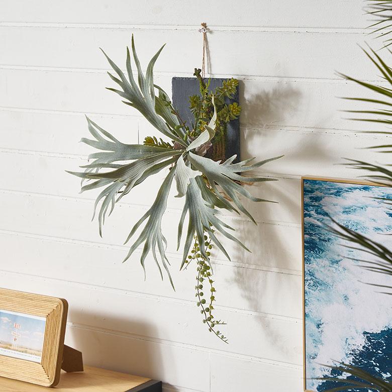 フェイク グリーン ウォール ハンギング ビカクシダ スレート アート 吊り下げ 壁掛け プランツ 人工 多肉 植物 おしゃれ 北欧 インテリア 雑貨 西海岸 94024 |  | 08