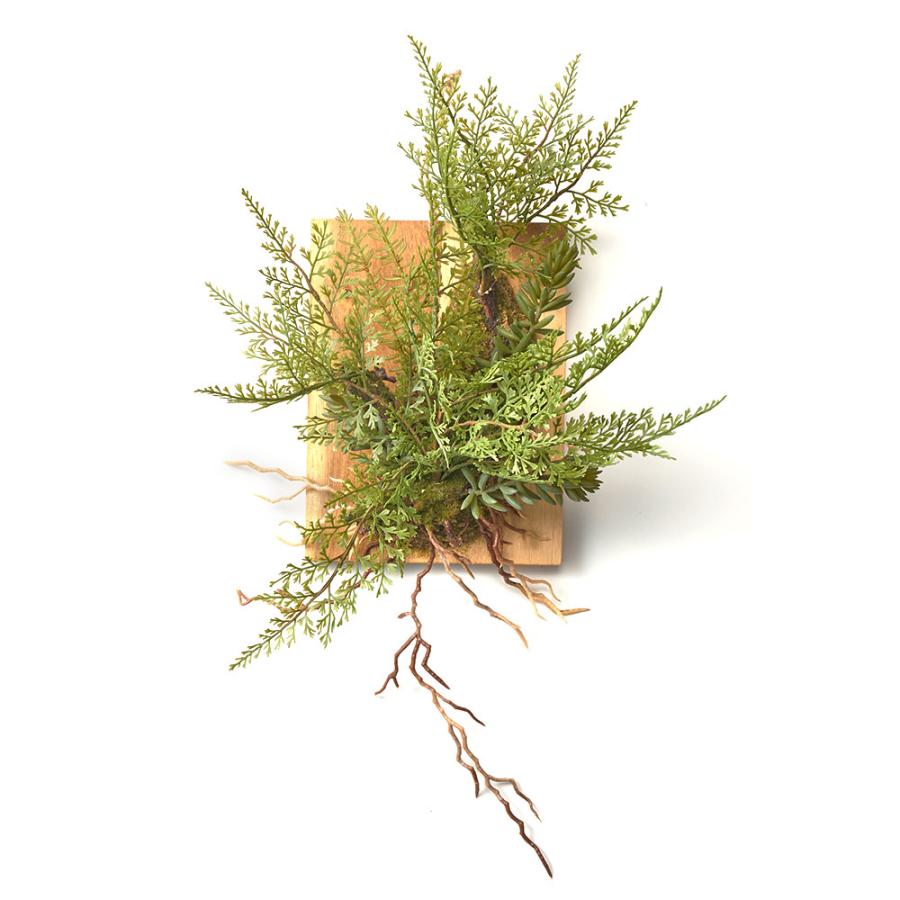 フェイク グリーン ウォール ハンギング ファーン シダ 木製