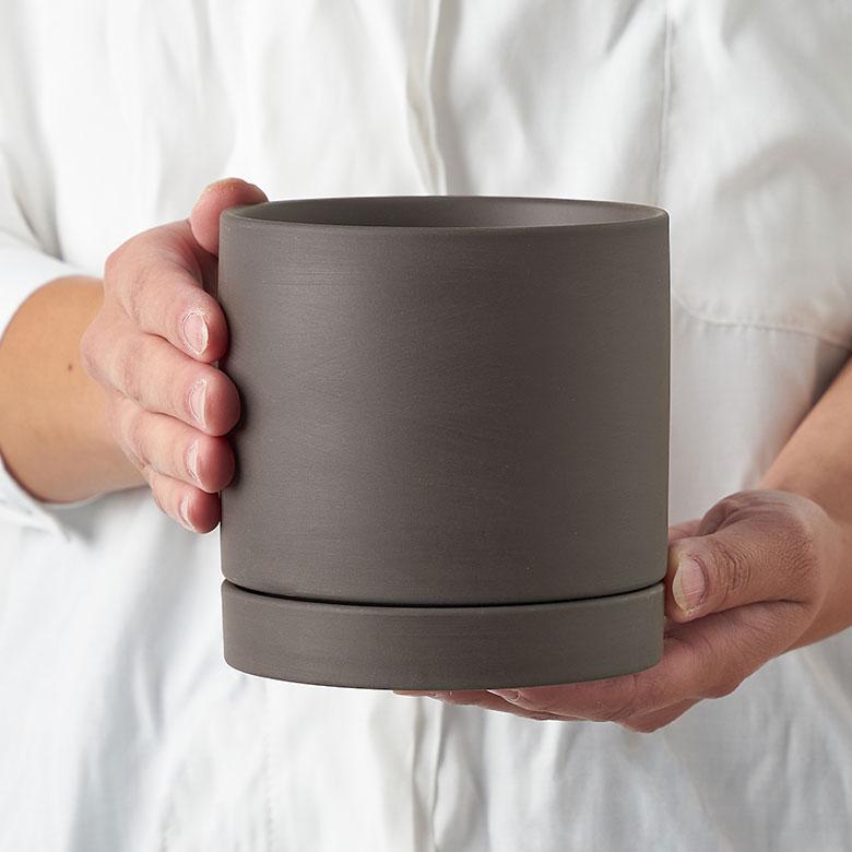 植木 鉢 陶器 マット 4号 受皿 底穴あり 小型 Sサイズ 直径 約