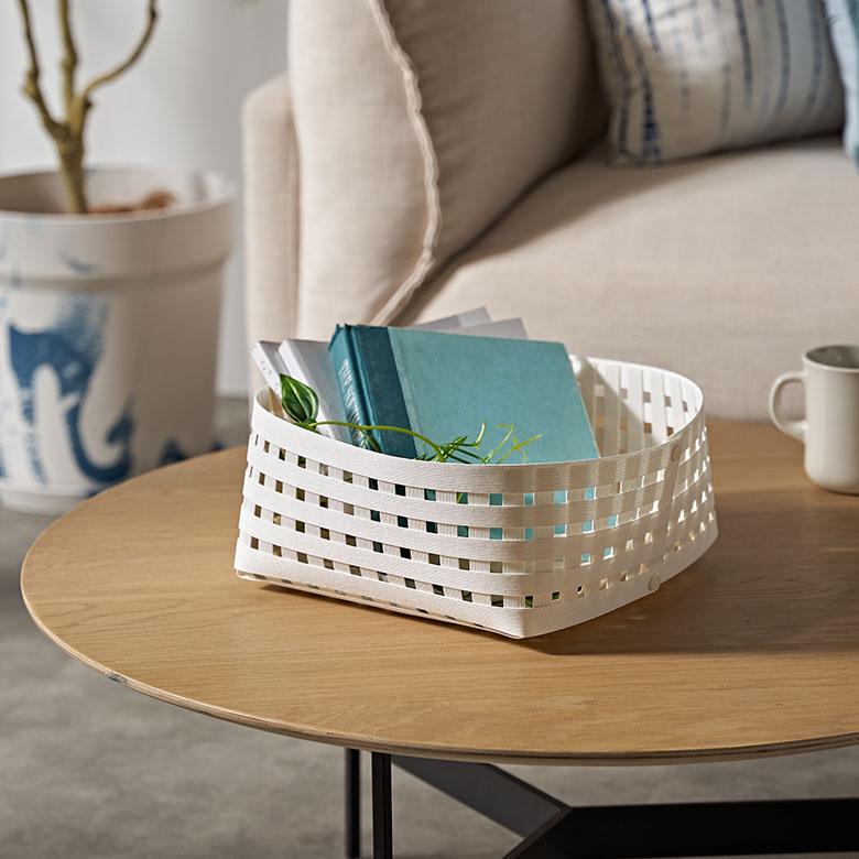 日本製 バスケット かご 13L 浅型 通気性 紙 ペーパー 和紙 果物 野菜 卓上 スクエア 収納 小物 入れ メッシュ デザイン おしゃれ 北欧 雑貨 西海岸 94046 | Bandc | 08